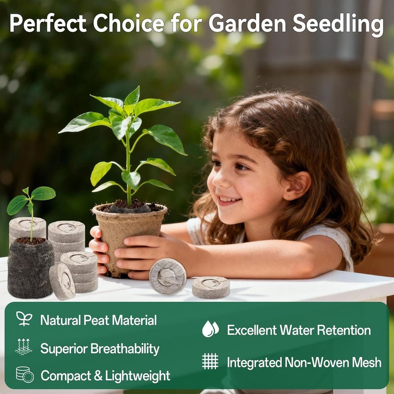 Halatool 500 Pcs 30mm Peat Pellets Block Potting Soil for Seedlings, Compressed Garden Soil Seed Starter Nutrient Peat Pods for Starting Seeds, Planting Flowers, Vegetables, Herbs - Image 3